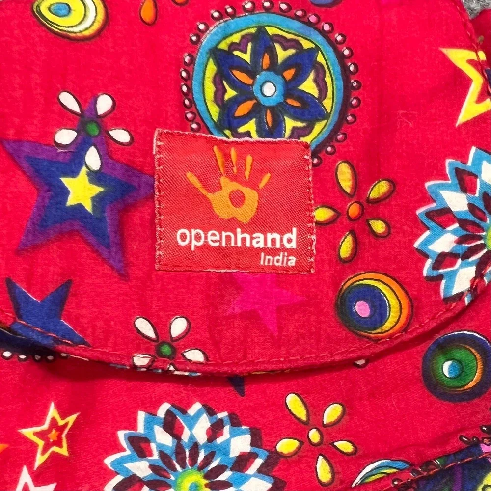 Openhand India Mini Backpack Women OS Red Boho Canvas Star Print